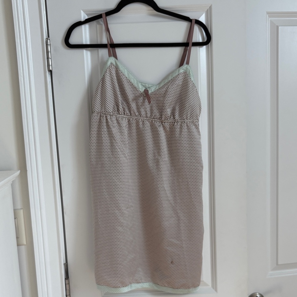Women’s Slip dress Light Brown with Mint Accents polka dot
